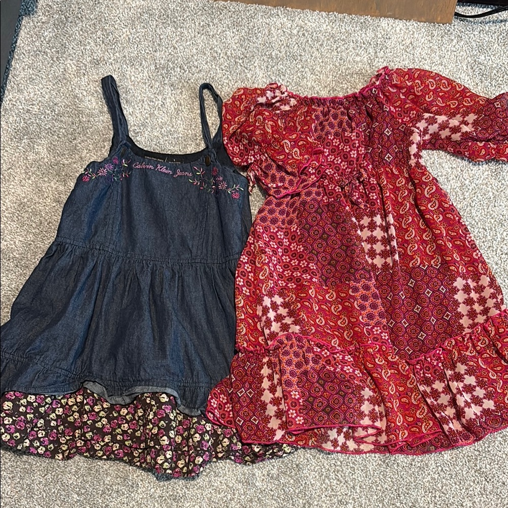 Calvin Klein Jeans Red Bishop Sleeve Sundress